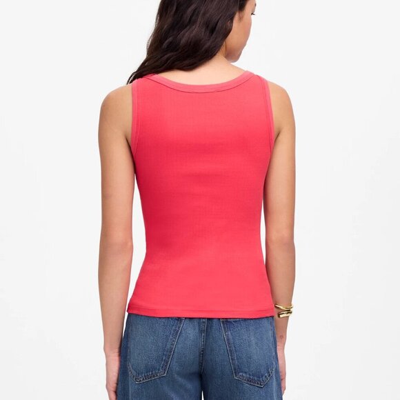 Madewell (Re)generative Cotton Essential High-Neck Tank Red Size M NWT - Picture 2 of 6